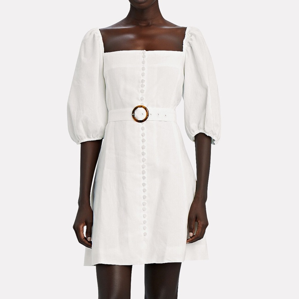 Jonathan Simkhai beautiful white mini dress - buttons down the front with belt